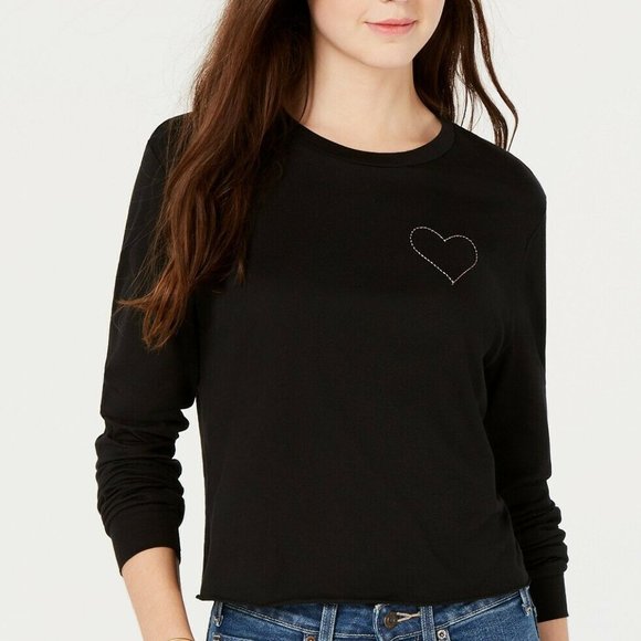 Carbon Copy Tops - CARBON COPY WOMEN'S EMBROIDRRED HEART TOP
